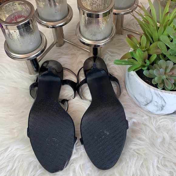Calvin Klein Women’s Black Patent Open Toe Pumps Size 8 US - Picture 5 of 14
